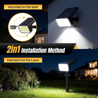 Solar Spot Lights Outdoor Waterproof, 6 Pack, 118 LED Cool White6