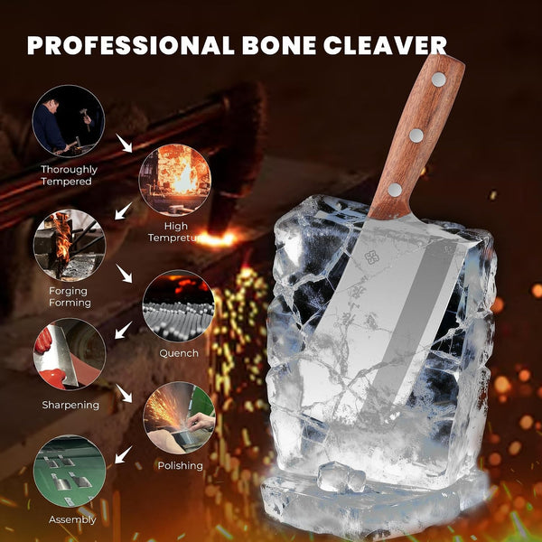 Heavy Duty Butcher Knife Made of High Carbon Stainless Steel, Professional Chinese Cleaver Knife for Cutting Bones, Ultra Sharp Bone Chopper6