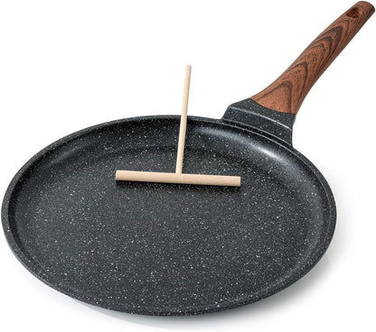 Crepe Pan Nonstick, 12 Inch Dosa Pan with Spreader, Granite Coating Comales Para Tortillas Pancake Pan, Flat Bottom for Stove Top, Induction Compatible, PFOA Free1
