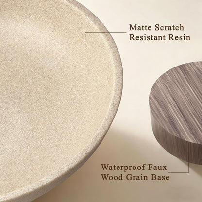 Pedestal Fruit Bowl, Decorative Resin Bowl, Faux Wood Base, Beige | Perfect for Kitchen Counters, Coffee Tables. Use as a Fruit Bowl, Centerpiece, or Catch-All for Everyday Essentials8
