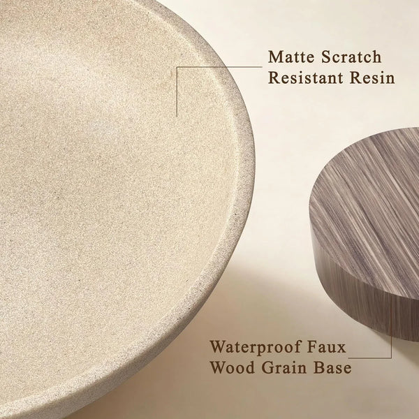 Pedestal Fruit Bowl, Decorative Resin Bowl, Faux Wood Base, Beige | Perfect for Kitchen Counters, Coffee Tables. Use as a Fruit Bowl, Centerpiece, or Catch-All for Everyday Essentials8