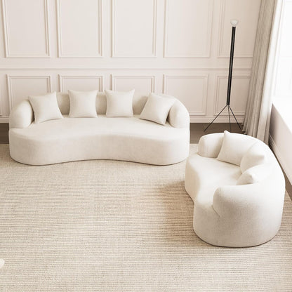 69" Modern Curved Loveseat Sofa for Living Room, Cream White7