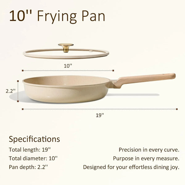 10 Inch Ceramic Nonstick Frying Pan with Glass Lid | Kitchen Non-Toxic PTFE & PFOA Free Skillet, Compatible with Induction, Gas Cooktops, Easy to Clean2