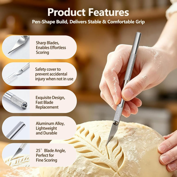 2 Pcs Bread Lame Sourdough Scoring Tool for Bread Baking Bread Scorer Dough Scoring Tool for Homemade Sourdough Bread Scoring Tool Set with 10 Replacement Blades & 1 Storage Case3