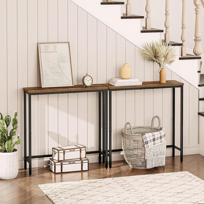Narrow Console Table, 29.5" Small Entryway Table, Thin Sofa Side Display Table, for Hallway, Bedroom, Living Room, Foyer, Rustic Brown and Black BF75XG018