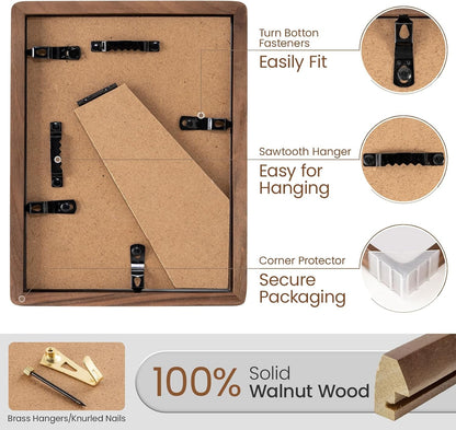 6X8 Picture Frame, Walnut Wooden Tabletop Picture Frames Matted 5X77