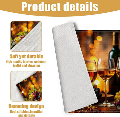 Wine Placemats Set of 6, Linen Place Mat Washable Stain Resistant Table Mats for Country Winery Artisanal Farmhouse Kitchen 12X18 Inch3