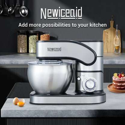 Stainless Steel 6-Speed 7.4QT Stand Mixer | 700W Motor, 7.4QT Bowl, Tilt-Head Design. Dough Hook, Beater & Whisk. for Bread, Cakes & Dough7