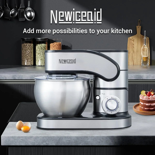 Stainless Steel 6-Speed 7.4QT Stand Mixer | 700W Motor, 7.4QT Bowl, Tilt-Head Design. Dough Hook, Beater & Whisk. for Bread, Cakes & Dough7