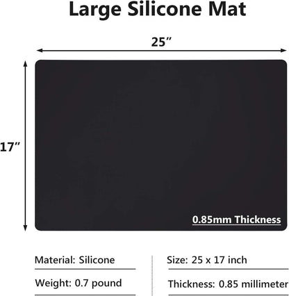 Silicone Mats for Kitchen Counter, Large Silicone Countertop Protector 25" by 17", Nonskid Heat Resistant Desk Saver Pad, Multipurpose Mat, Placemat, Black2