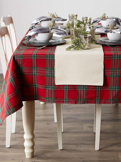 Farmhouse Christmas Plaid Dining Table & Kitchen Décor, Holiday Tablecloth, 60X84, Red & Green8