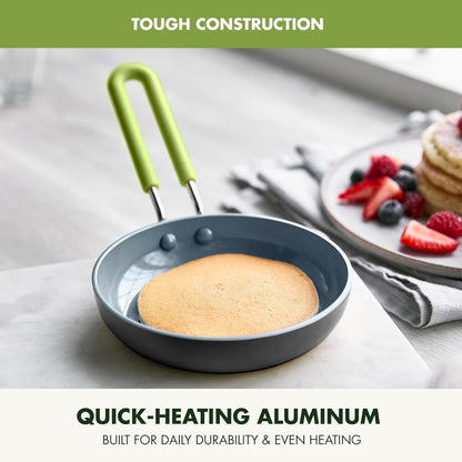 Mini Healthy Ceramic Nonstick, 5" round Egg Pan, Pfas-Free, Dishwasher Safe, Stay Cool Handle, Black5