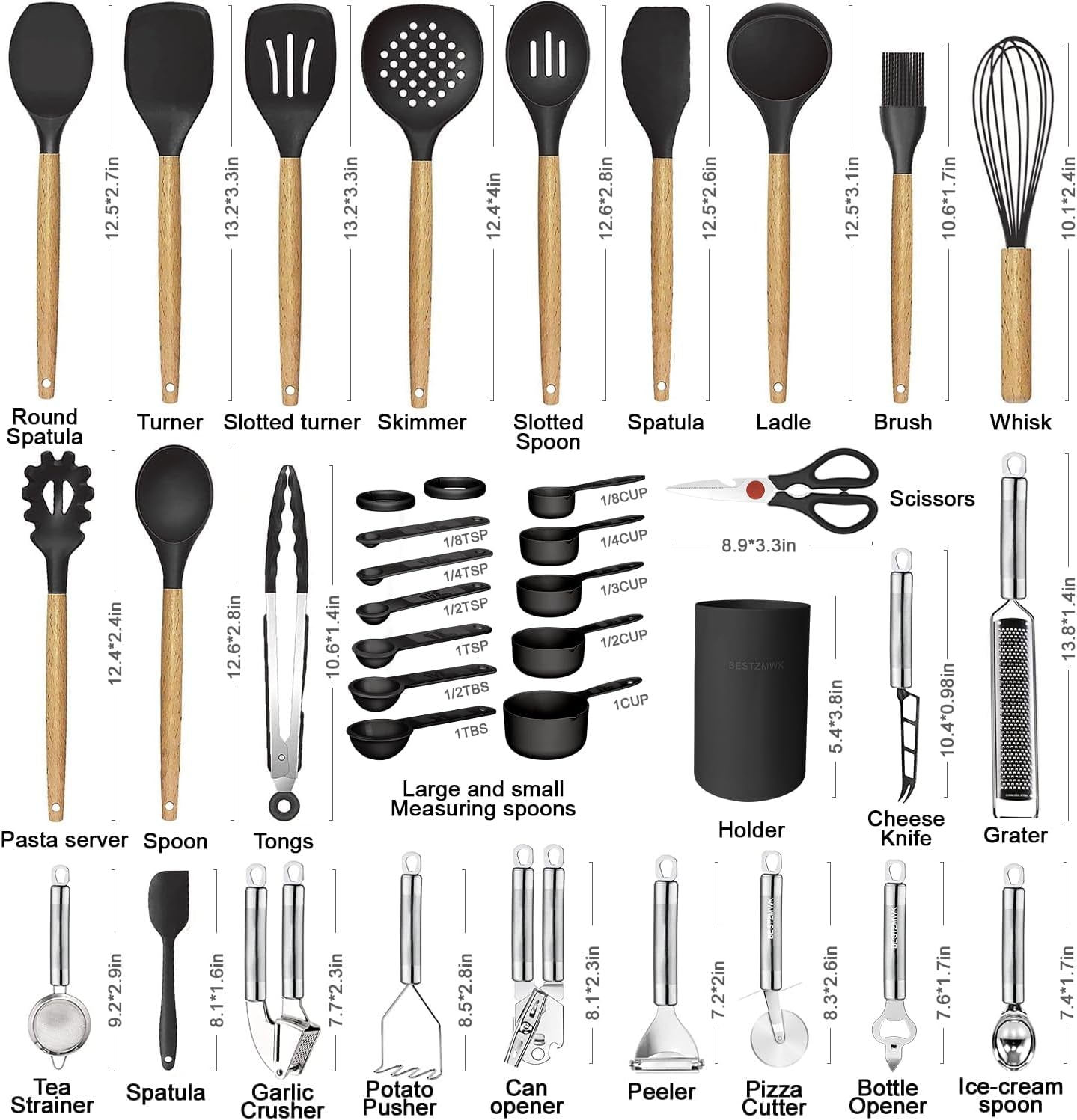 cooking-utensils-set-35-pcs-kitchen-utensils-with-grater-tongs-spoon-spatula-turner-made-of-heat-resistant-food-grade-silicone-and-wooden-handles-kitchen-gadgets-tools-set-for-nonstick-cookware