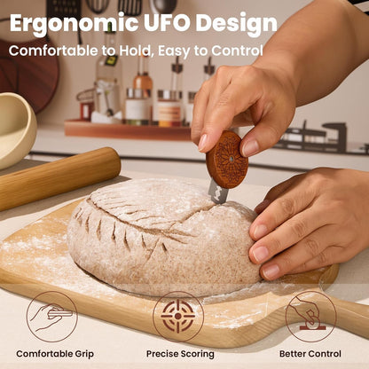 Bread Lame Dough Scoring Tool, Professional Sourdough Scoring Tool with 5 Blades, Storage Pouch & Finger Sleeves3