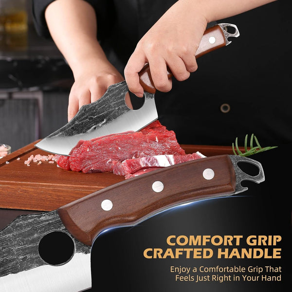 6 Inch Meat Cutting Boning Knife, German Steel, with Sheath3