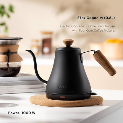 27Oz Bistro Gooseneck Electric Water Kettle, Pour over Coffee & Tea, Stainless Steel, Matte Black2