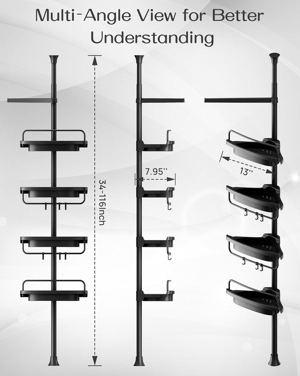 Corner Shower Caddy Tension Pole for Shampoo Holder, Stainless Steel Rod2