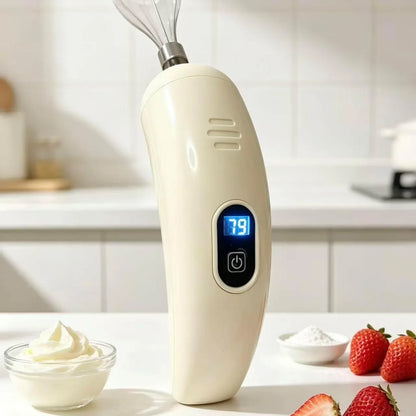 Cordless Hand Mixer with 5 Speed Modes, Handheld Electric Whisk, Hand Held Egg Beater with 2 Detachable Stir Whisks (White)4