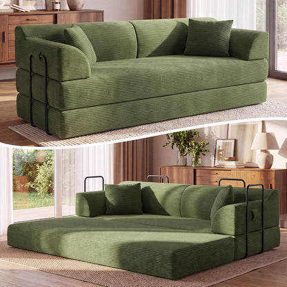 79'' Convertible Futon Sofa Bed, High‑Back Boneless Couches for Living Room1