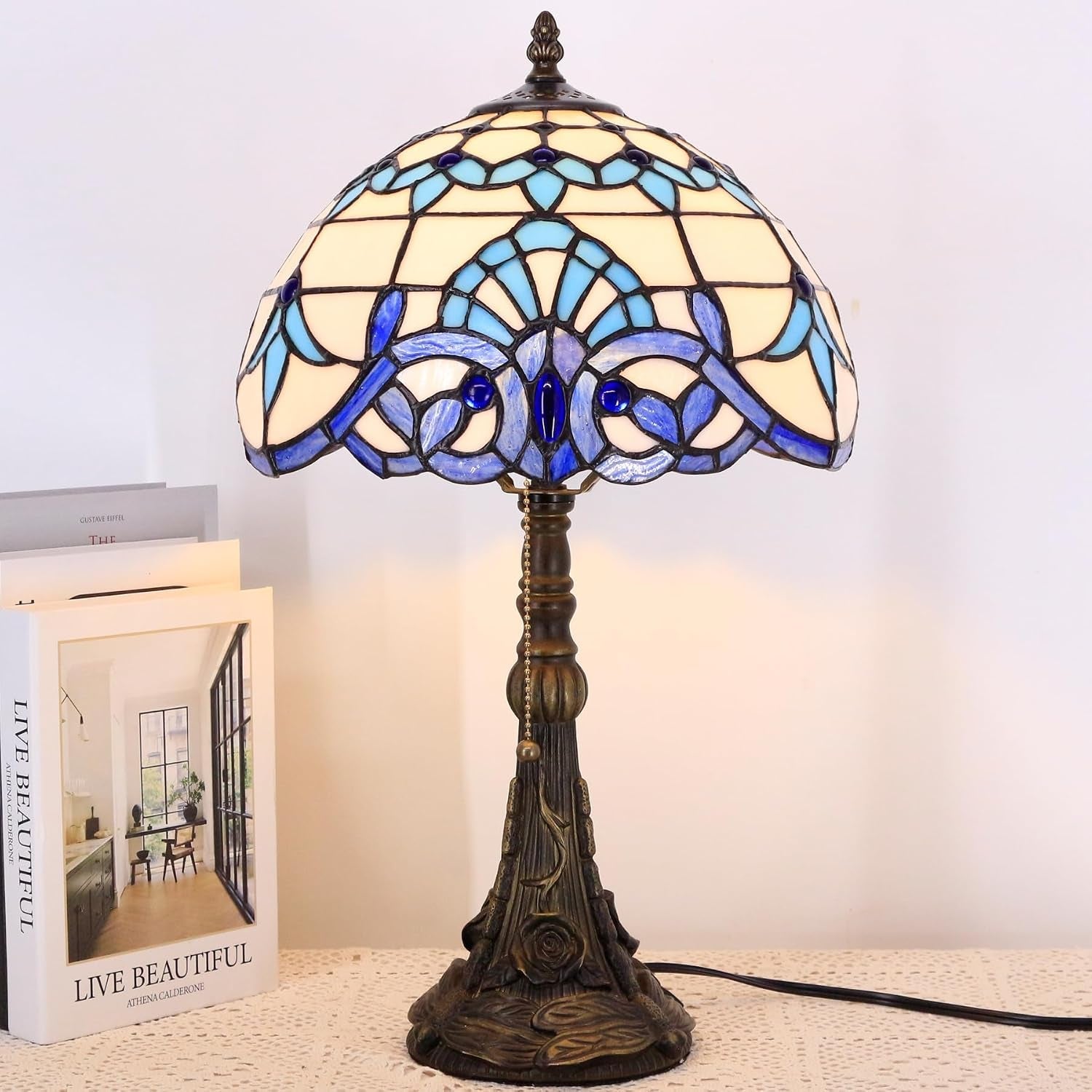 table-lamp-base-replacement-onlye-w-6-h-19-inch-fit-for-8-10-12-inch-tiffany-style-stained-glass-lampshade-dark-bronze-finish-resin-push-switch-on-cord