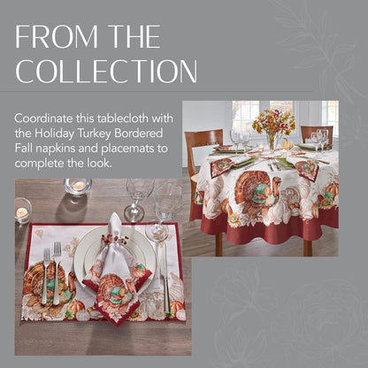 Holiday Turkey Bordered Fall Tablecloth, Multicolor - 60" W X 84" L6