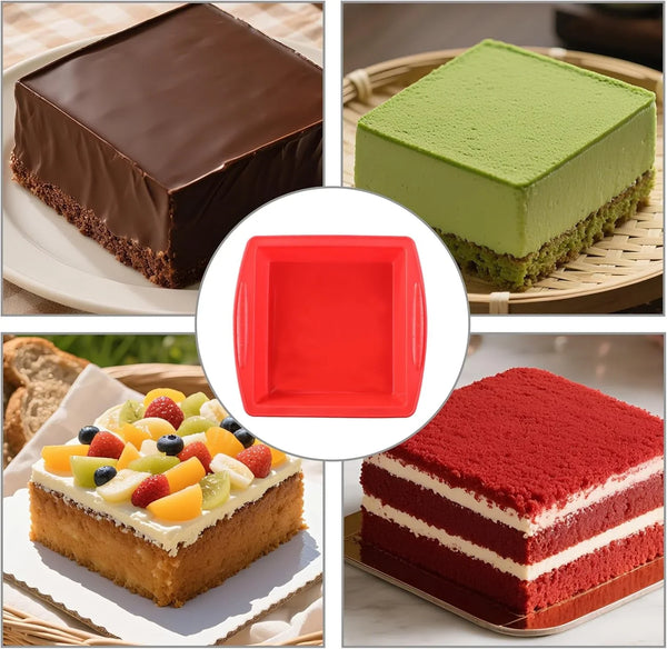 Silicone Square Brownie Pan 2 Pack, 8X8 Baking Pan for Brownies, Cakes, Bread, Pie & Lasagna3