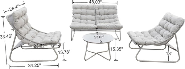 4 Piece Outdoor Patio Conversation Set with Loveseat & 2 Chairs, Table7