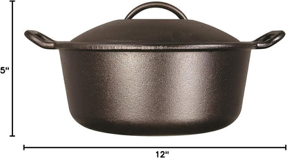 BOLD Pre-Seasoned Cast Iron Dutch Oven with Lid, 7 Quart | Exclusive BOLD Design-Forward 7 Quart Dutch Oven with Lid & Dual Handles for Oven, Stove, Grill & Campfire7