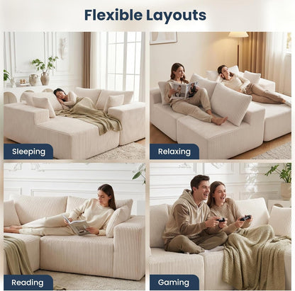 105" Modular Sectional Boneless Couch, Left Chaise L-Shaped Couch7