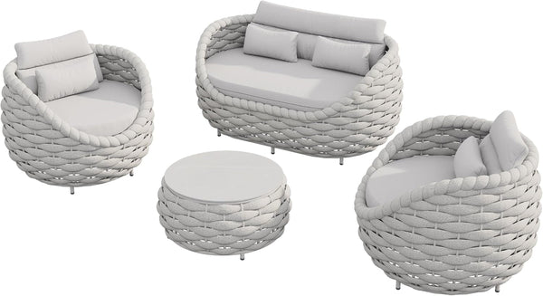 4Pcs Patio Conversation Set, Outdoor Sofa with Loveseat & Table8
