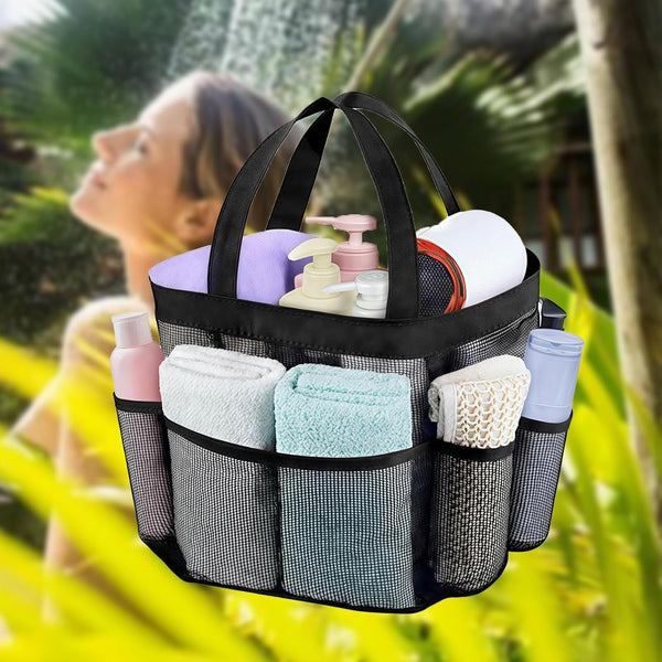 Mesh Shower Caddy Portable for College Dorm Room Essentials, 7-Pocket Large Capacity Shower Bag for Beach, Swimming, Gym1
