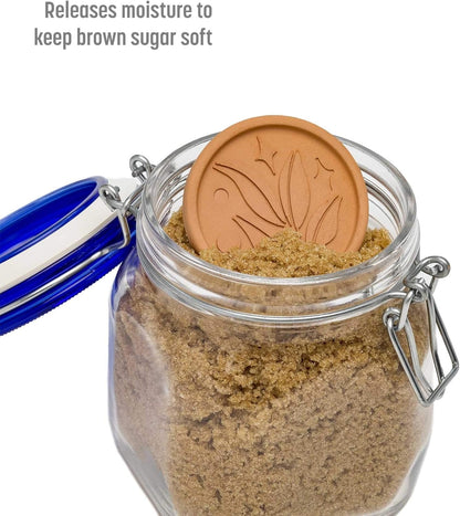 Brown Sugar Saver and Softener Disc with Elegant Leaf Design, Multiple Uses for Food Storage Containers, Reusable and Food Safe, Terracotta, 2 Pack5