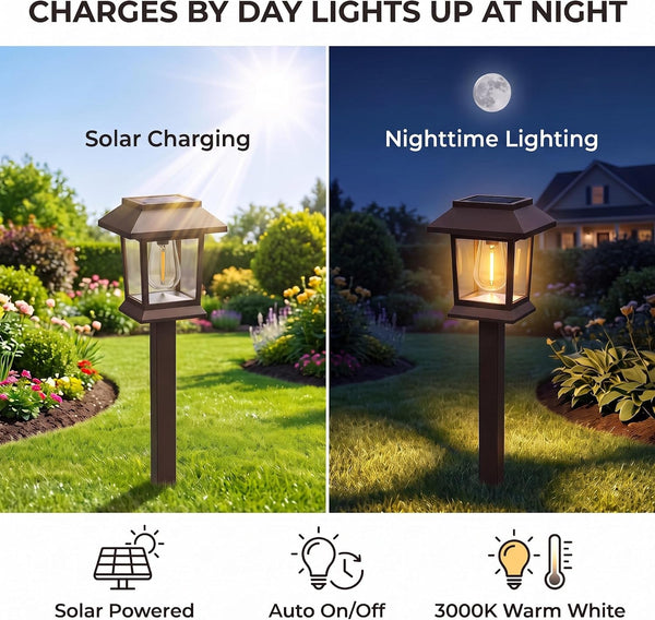 Solar Outdoor Lights, 12 Pack Solar Pathway Lights Waterproof, Landscape Lighting for Path Walkway Lawn Garden Yard outside Décor, Brown4