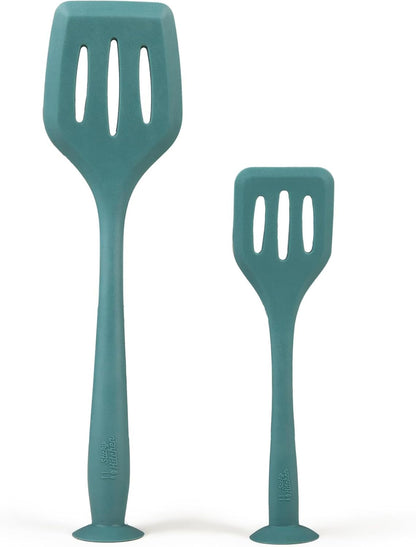 Silicone Spatula Set with Suction Cup Handle – Silicone Spatulas Cooking Utensils Set, 2-Piece, Self-Standing, Heat-Resistant, Non-Stick, Dishwasher Safe, Teal – Kitchen Utensils (Patent Pending)1