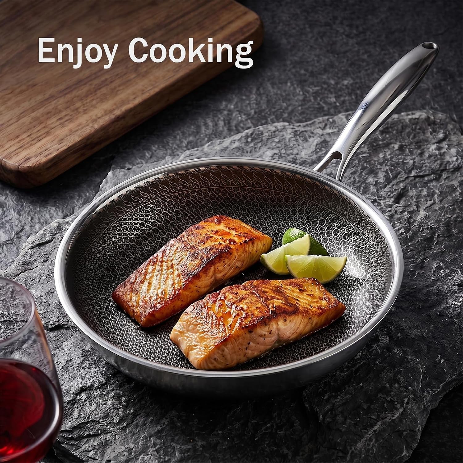 8-inch-honeycomb-stainless-steel-nonstick-frying-pan-skillet-pfas-pfoa-ptfe-free-metal-utensil-safe-scratch-proof-all-cooktops-compatible-dishwasher-oven-safe-fajita-cooking-pan