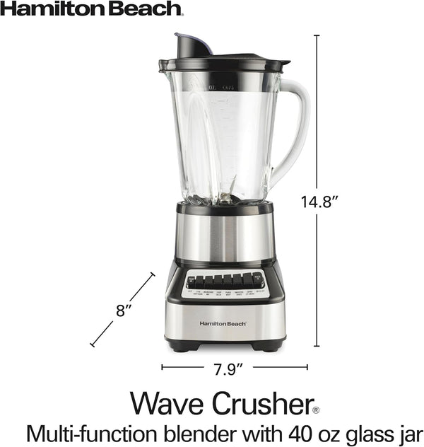 Wave Crusher Blender for Smoothies with 40 Oz Glass Jar and 14 Functions, Ice Sabre Blades & 700 Watts for Consistently Smooth Results, Black + Stainless Steel (54221)8