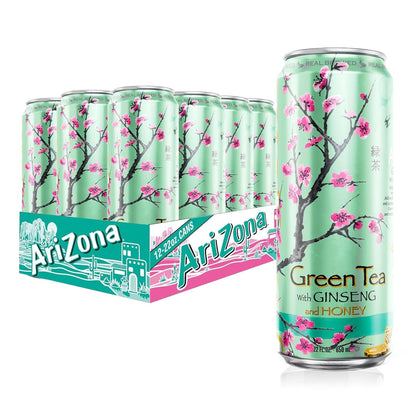 Green Tea with Ginseng and Honey - Big Can, 22 Fl Oz (Pack of 12)1