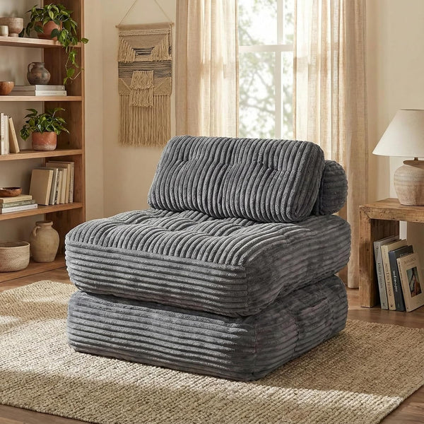 Boneless Chair Folding Sofa Bed, Sleeper Chair, Dark Grey, Single1