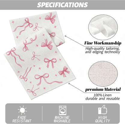 Pink Bow Party Table Runner Valentine'S Day Coquette Girls Party Decoration2