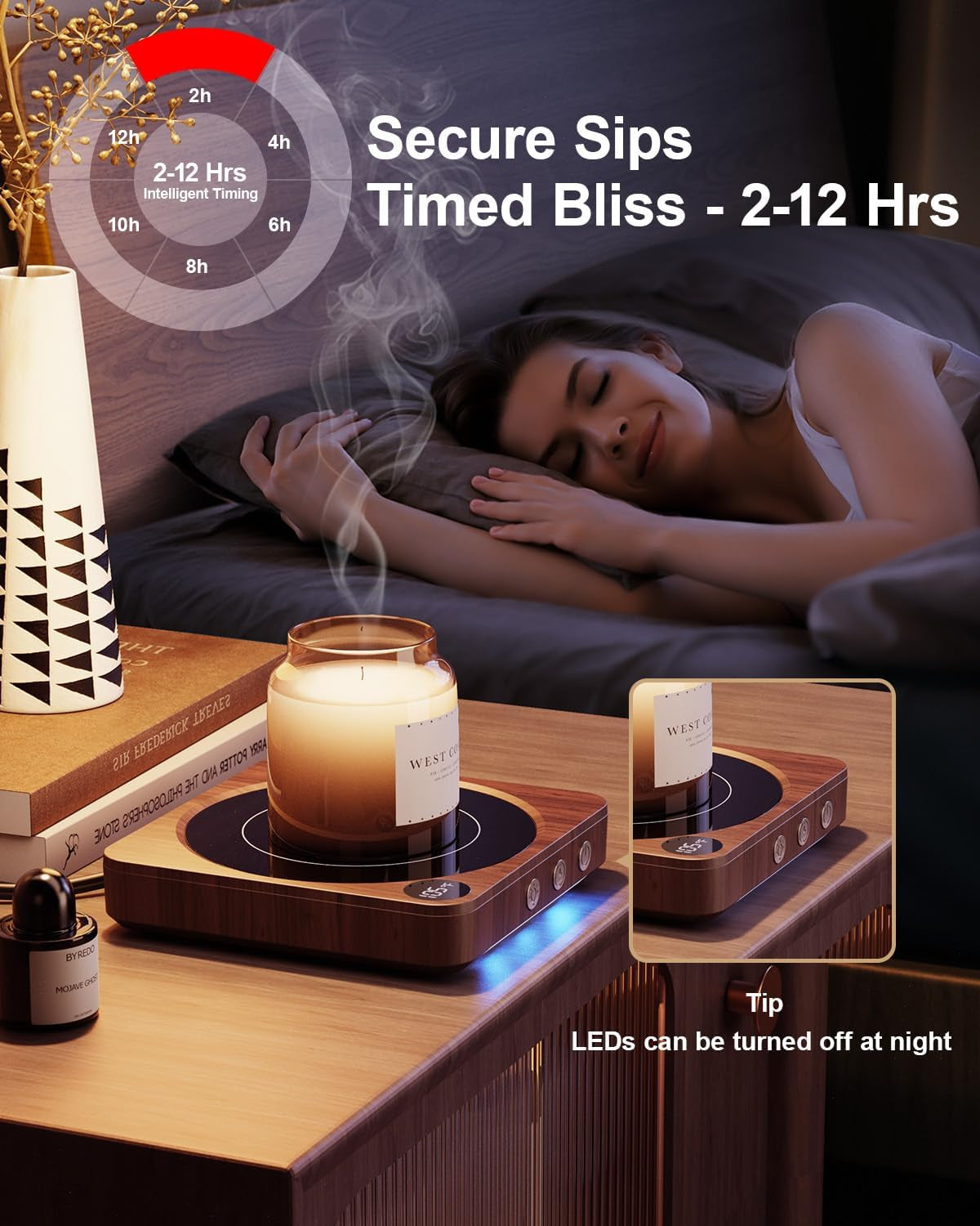 coffee-mug-warmer-for-desk-candle-warmer-plate-12h-timer-wood-fast-heating-to-176-f-led-display-color-coded-lights-temperature-memory-5-2-inch-plate-coffee-gifts