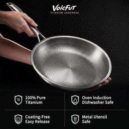 12" Titanium Pans for Cooking, 100% Pure Titanium Frying Pan | Food-Grade Titanium; Naturally Non-Toxic; No PTFE/PFOA/PFAS Coating; Induction Ready, Dishwasher Safe, Oven Safe to 1000°F2