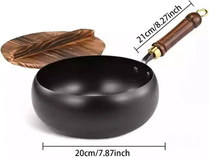 2026 New Japanese Cast Iron Cookware, Japanese Cast Iron Pot, Hand-Forged Non Stick Uncoated Iron Pan Wok with Lid, Woks & Stir-Fry Pans, for Gas and Induction Stoves (Hammer, 11In)7
