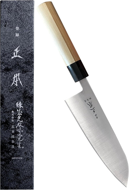 MV Santoku Knife 7" (180Mm) Made in Japan - Japanese All Purpose Kitchen Knife - Japanese Stainless Steel Blade & Wa Wood Handle1