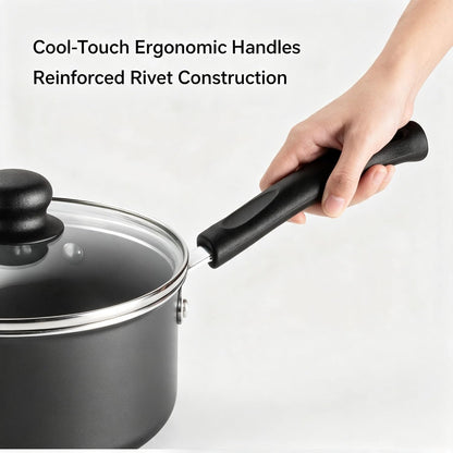 10 Piece Ceramic Nonstick Cookware Set, Patterned Interior with Tempered Glass Lids4