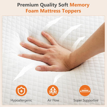 Full Mattress Topper, Memory Foam Pad, 3 Inch | Cooling Gel Infused, Removable Soft Cover, Ventilated, Sleeper Sofa, RV Camper, White3