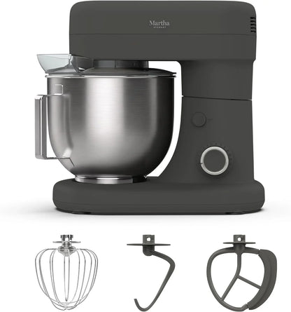 5.3QT Tilt Head Stand Mixer, 12 Speeds, Stainless Steel Bowl | Dough Hook, Stainless Whisk, Beater, Removable Splash Shield, Bread, Cake & Whipping, Electric Kitchen Mixer, Caviar Gray1
