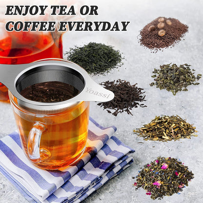 Extra Fine 18/8 Stainless Steel Tea Infuser Mesh Strainer with Large Capacity & Perfect Size Double Handles for Hanging on Teapots, Mugs, Cups to Steep Loose Leaf Tea and Coffee6
