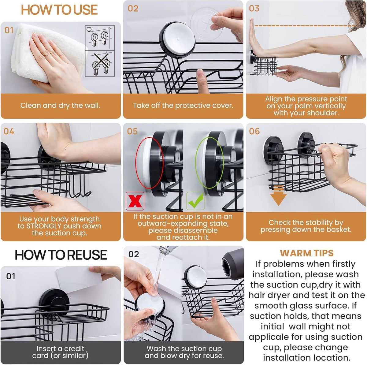 shower-caddy-suction-cup-2-pack-shower-shelves-for-inside-shower-with-hooks-soap-holder-no-drilling-bathroom-shower-organizer-rustproof-meatl-shower-holder-storage-black