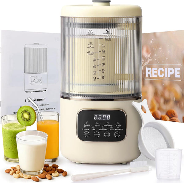 10 in 1 Nut Milk Maker Machine,58Oz with 20 Blades,24H Delay Start&12H Warm | 10 in 1 Nut Milk,Plant Milk,Juice Etc Healthy Diet Machine,58Oz with 20 Blades,Led Display,24H Delay Start&12H Keep Warm1