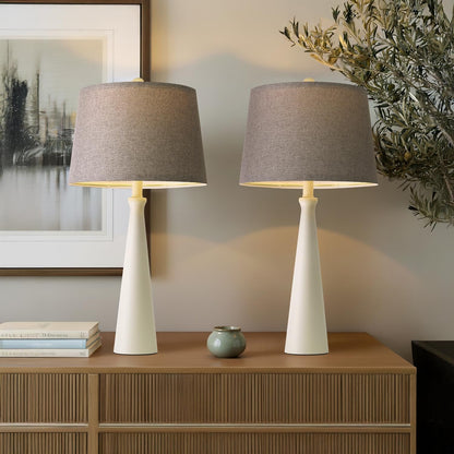 25.75" Modern Table Lamp for Bedroom Set of 2, USB C Port, White6